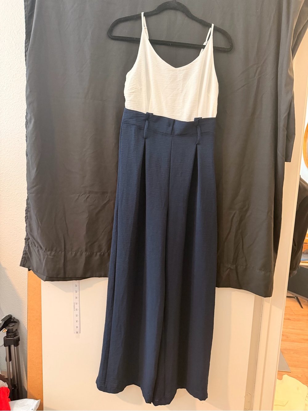 Altar'd State Navy Wide-Leg Jumpsuit with White Bodice
